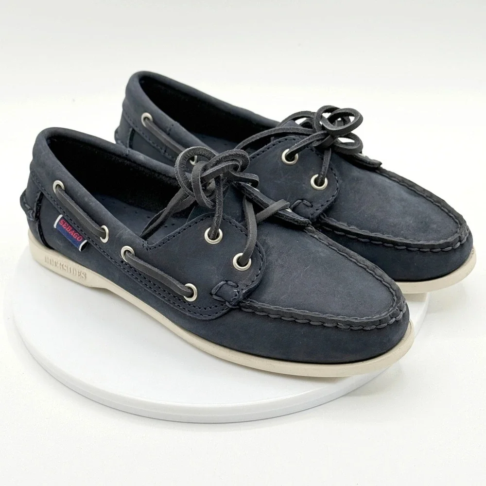 Sebago Docksides Boat Shoes‎ Size 5 Womens Jacqueline Navy Nubuck NEW